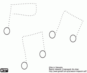 Musical notes in dotted lines coloring page