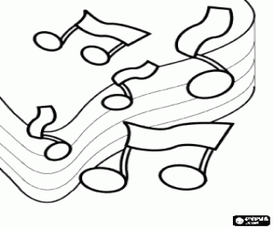 Musicals notes dancing coloring page