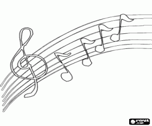 Musicals notes in the musical staff coloring page