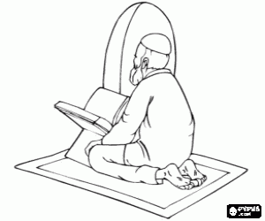 Muslim praying coloring page