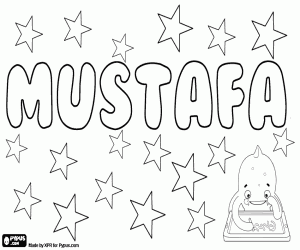 Mustafa, male Arabic name coloring page
