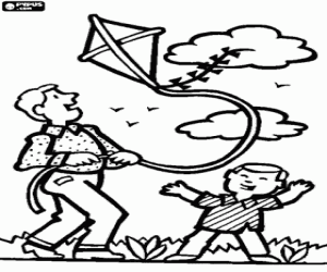 My dad and I with the kite coloring page