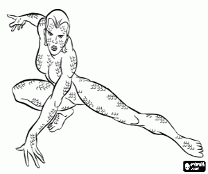 Mystique, a supervillain coloring page