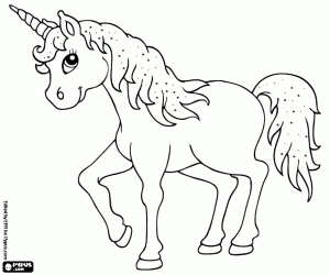 A mythological unicorn coloring page