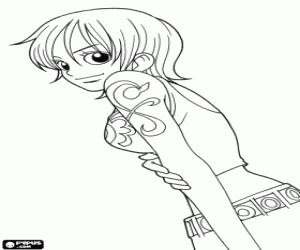 Nami, character from One Piece coloring page