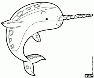 A narwhal coloring page