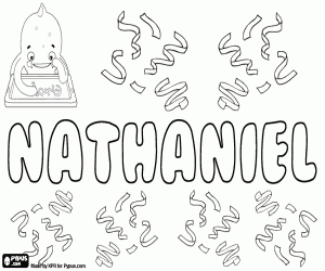 Nathaniel, name in English coloring page