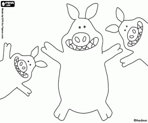 The naughty pigs, Shaun the Sheep coloring page