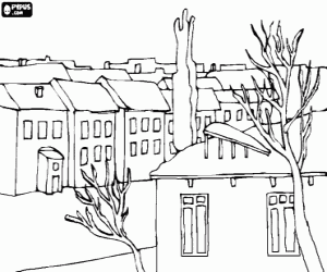 The neighborhood of a city coloring page