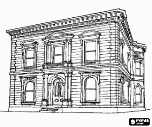 Neoclassical building coloring page