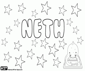 Neth, unisex name coloring page