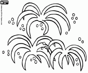 New Year with fireworks coloring page