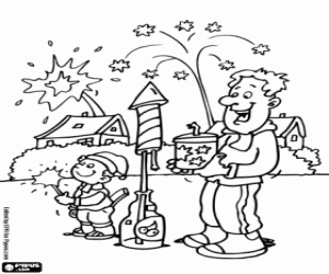 New year's eve fireworks coloring page