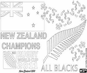 New Zealand, champion rubgy 2011 coloring page