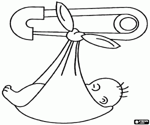 A newborn in a scarf coloring page