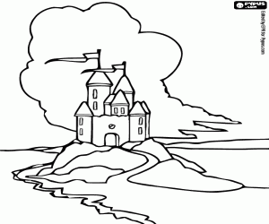 A nice castle by the sea coloring page