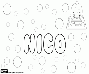 Nico, diminutive name coloring page