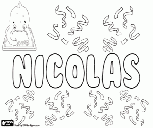 Nicolas, french and spanish name coloring page
