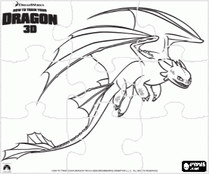 Night Fury dragons puzzle coloring page
