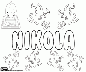 Nikola, male name coloring page