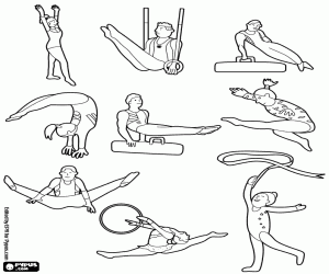 Nine exercises gymnastic coloring page