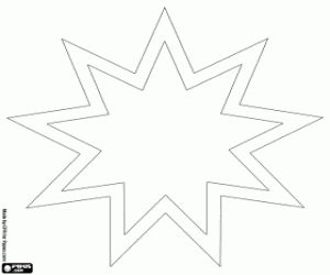 Nine-pointed Bahai star coloring page