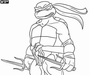 Ninja turtle Raphael with the dagger coloring page