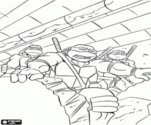 Ninja Turtles in the sewers coloring page