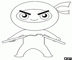 A ninja with a weapon, the chain coloring page