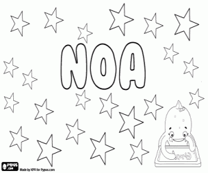 Noa, feminine name coloring page