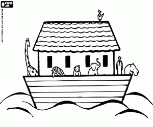 Noah and the animals on the ark coloring page