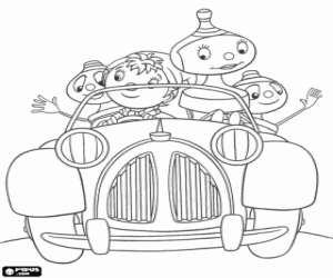 Noddy driving his car coloring page