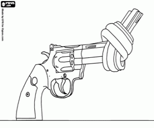 Non-violence sculpture, UN, NY coloring page