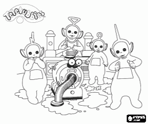 Noo-noo on Teletubbies's house coloring page