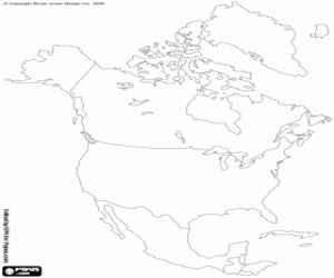North America map coloring page