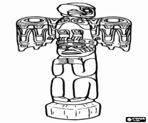North American Indians totem coloring page