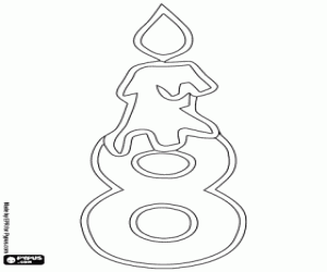 Number 8 and a candle coloring page