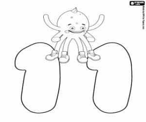 The number eleven and Pypus coloring page