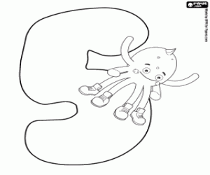 The number five with Pypus, number 5 coloring page