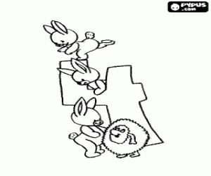 The number four with animals coloring page