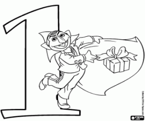 Number one, Count Dracula and gift coloring page