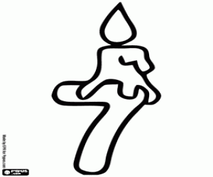 Number seven and the lit candle coloring page
