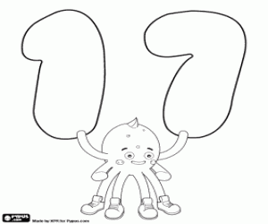 The number seventeen and Pypus coloring page