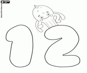 The number twelve and Pypus, number 12 coloring page