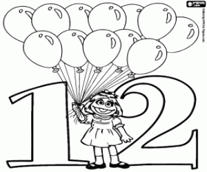 The number twelve from Sesame Street coloring page