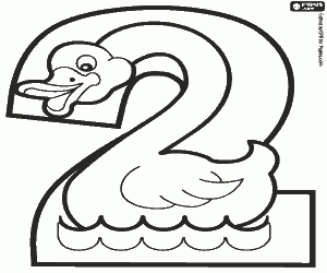 Number two, a swan coloring page