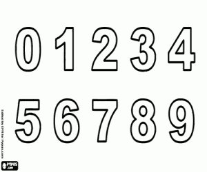 The numbers from 0 to 9 coloring page