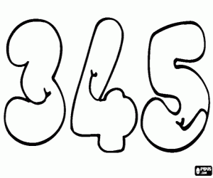 Numbers 3, 4 and 5 with a smile coloring page