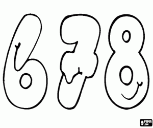 Numbers 6, 7 and 8 with a smile coloring page