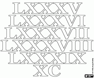 Numbers 85 to 90 according to romans coloring page
